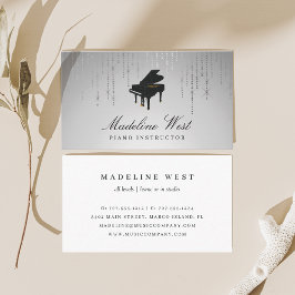 Elegant Silver Rain Piano Instructor Music Teacher Visitekaartje