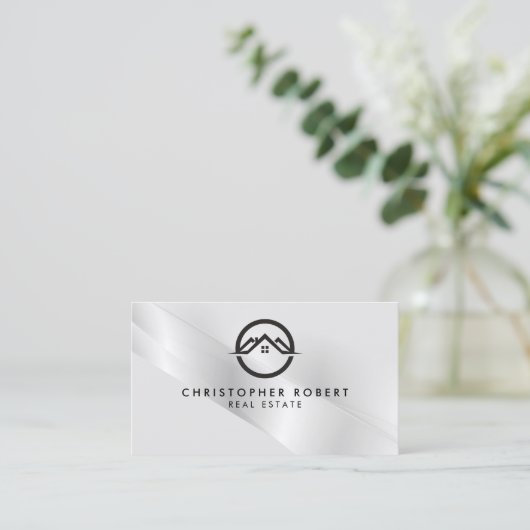 Elegant Silver Real Estate Visitekaartje (Staand voorkant)