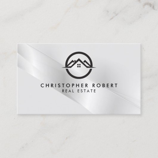Elegant Silver Real Estate Visitekaartje (Voorkant)