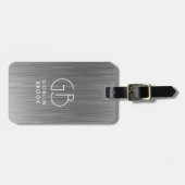 Elegant Silver Rectangular brushed metallic  Bagagelabel (Voorkant horizontaal)