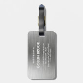 Elegant Silver Rectangular brushed metallic  Bagagelabel (Achterkant verticaal)