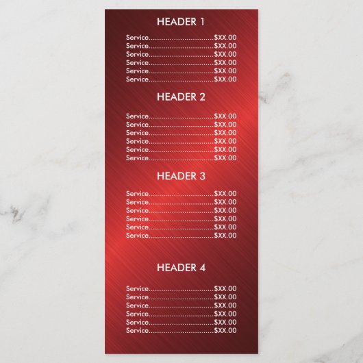 Elegant Silver Red Black Menu Chic (Achterkant)