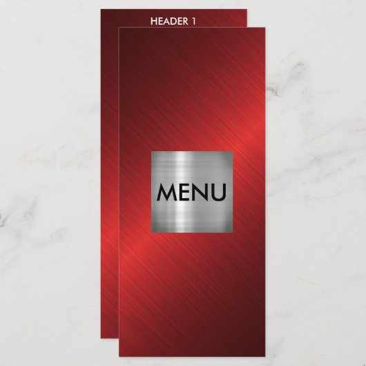 Elegant Silver Red Black Menu Chic (Voorkant / Achterkant)
