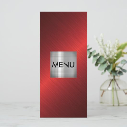 Elegant Silver Red Black Menu Chic (Staand voorkant)