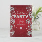 Elegant Silver Red Winter Glam Kerstfeest Kaart (Staand voorkant)