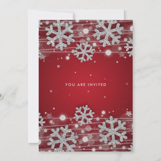 Elegant Silver Red Winter Glam Kerstfeest Kaart (Achterkant)