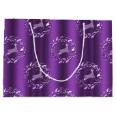 Elegant Silver Reindeer Paarse Kerstmis Groot Cadeauzakje (Achterkant)
