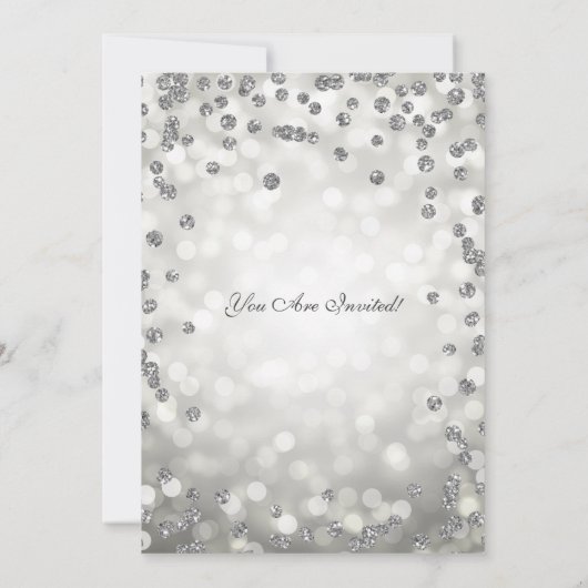 Elegant Silver Retirement Party Confetti & Lights Kaart (Achterkant)