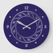 Elegant Silver Retro Design Grote Klok (Voorkant)