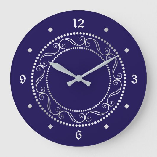 Elegant Silver Retro Design Grote Klok (Voorkant)