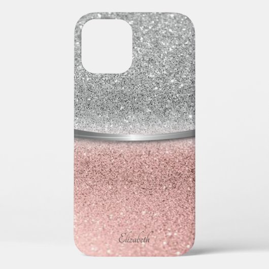 Elegant Silver Roos Gold Glitter Bokeh Case-Mate iPhone Case (Achterkant)