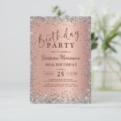 Elegant Silver Rose Gold Glitter 80th Birthday Kaart (Staand voorkant)