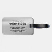 Elegant Silver Round brushed metallic Monogram Bagagelabel (Achterkant horizontaal)