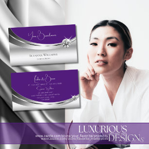 Elegant Silver Royal Paars met Sparkly Diamond Visitekaartje