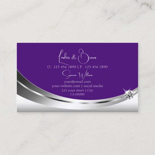 Elegant Silver Royal Paars met Sparkly Diamond Visitekaartje (Achterkant)