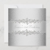 Elegant Silver Rozen Birthday Party Kaart (Voorkant)