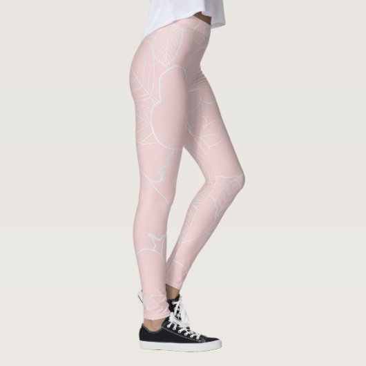 Elegant Silver Rozen Floral Tekening roze design Leggings (Rechts)