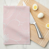 Elegant Silver Rozen Floral Tekening roze design Theedoek (Quarter Fold)