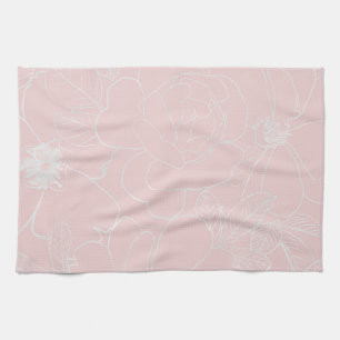 Elegant Silver Rozen Floral Tekening roze design Theedoek
