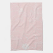 Elegant Silver Rozen Floral Tekening roze design Theedoek (Verticaal)