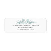 Elegant Silver Sage Hand Drawn Floral Address Etiket (Voorkant)