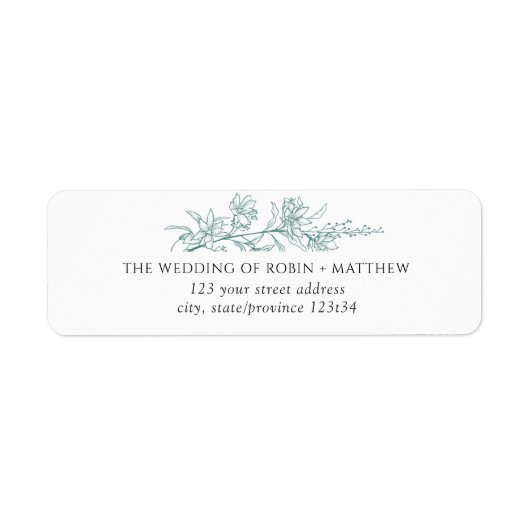 Elegant Silver Sage Hand Drawn Floral Address Etiket (Voorkant)