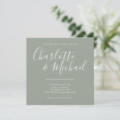 Elegant Silver Sage Signature Wedding Invitation Kaart (Staand voorkant)
