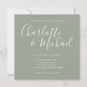 Elegant Silver Sage Signature Wedding Invitation Kaart (Voorkant)