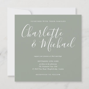 Elegant Silver Sage Signature Wedding Invitation Kaart