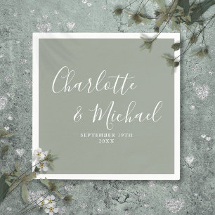 Elegant Silver Sage Signature Wedding Servet