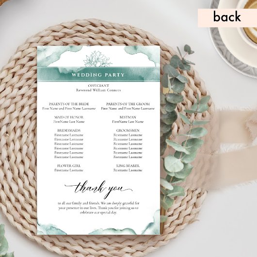 Elegant Silver Sage Wedding Programme