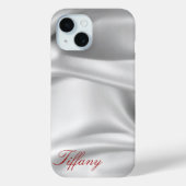 Elegant Silver Satin Zijde Aangepaste Telefoon Case-Mate iPhone Case (Achterkant)