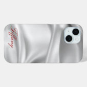 Elegant Silver Satin Zijde Aangepaste Telefoon Case-Mate iPhone Case (Achterkant (horizontaal))