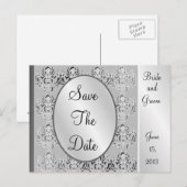 Elegant Silver Save the Date Briefkaarten (Voorkant / Achterkant)