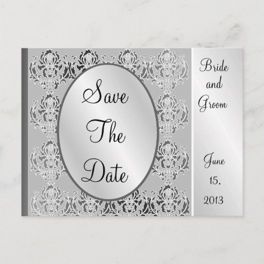 Elegant Silver Save the Date Briefkaarten (Voorkant)