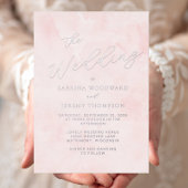 Elegant Silver Script Blush Waterverf Wash Folie Uitnodiging