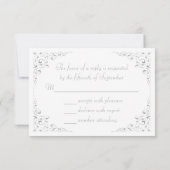 Elegant Silver Script Botanical Lijst Weddenschap  RSVP Kaartje (Achterkant)