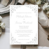 Elegant Silver Script Botanical Lijst Wedding Kaart