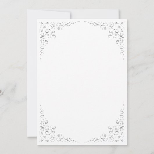 Elegant Silver Script Botanical Lijst Wedding Kaart (Achterkant)