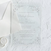 Elegant  Silver Script Botanisch Lijst Acryl Uitnodigingen