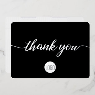 Elegant Silver-script op Black Business Hartelijk Folie Feestdagenkaart