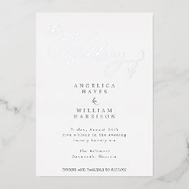 ELEGANT SILVER SCRIPT WEDDING INVITATION | MINIMAA FOLIE UITNODIGING