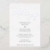 ELEGANT SILVER SCRIPT WEDDING INVITATION | MINIMAA FOLIE UITNODIGING (Voorkant)