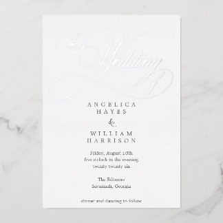 ELEGANT SILVER SCRIPT WEDDING INVITATION | MINIMAA FOLIE UITNODIGING