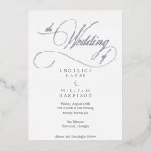 ELEGANT SILVER SCRIPT WEDDING INVITATION | MINIMAA FOLIE UITNODIGING (Voorkant)