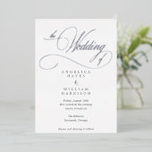 ELEGANT SILVER SCRIPT WEDDING INVITATION | MINIMAA FOLIE UITNODIGING (Staand Voorkant)