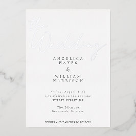 ELEGANT SILVER SCRIPT WEDDING INVITATION | MINIMAA FOLIE UITNODIGING