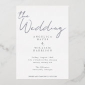 ELEGANT SILVER SCRIPT WEDDING INVITATION | MINIMAA FOLIE UITNODIGING (Voorkant)
