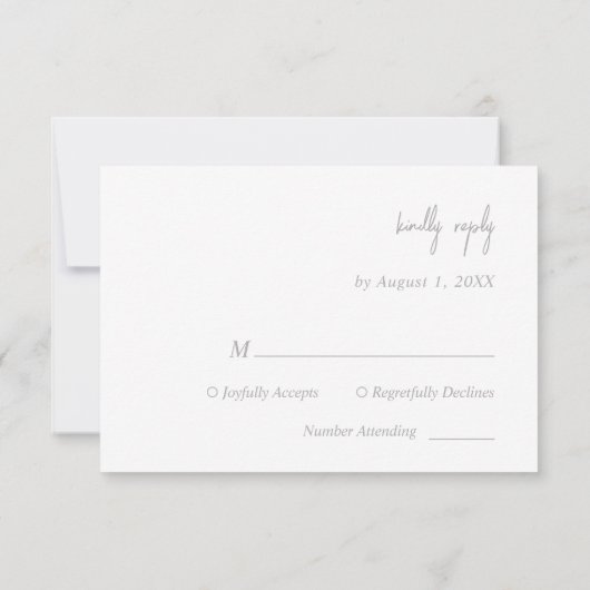 Elegant Silver Script Wedding RSVP-kaart RSVP Kaartje (Achterkant)