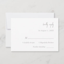 Elegant Silver Script Wedding RSVP-kaart RSVP Kaartje